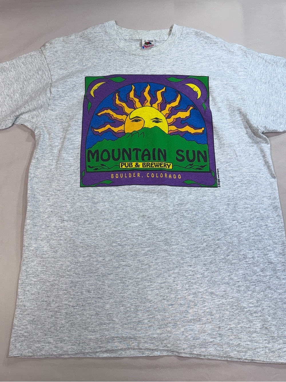 Vintage Mountain Sun Brewery Boulder Colorado Tee Made in USA Single Stitch